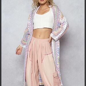 POL Multicolor Crochet Cardigan One Size Up To Xl